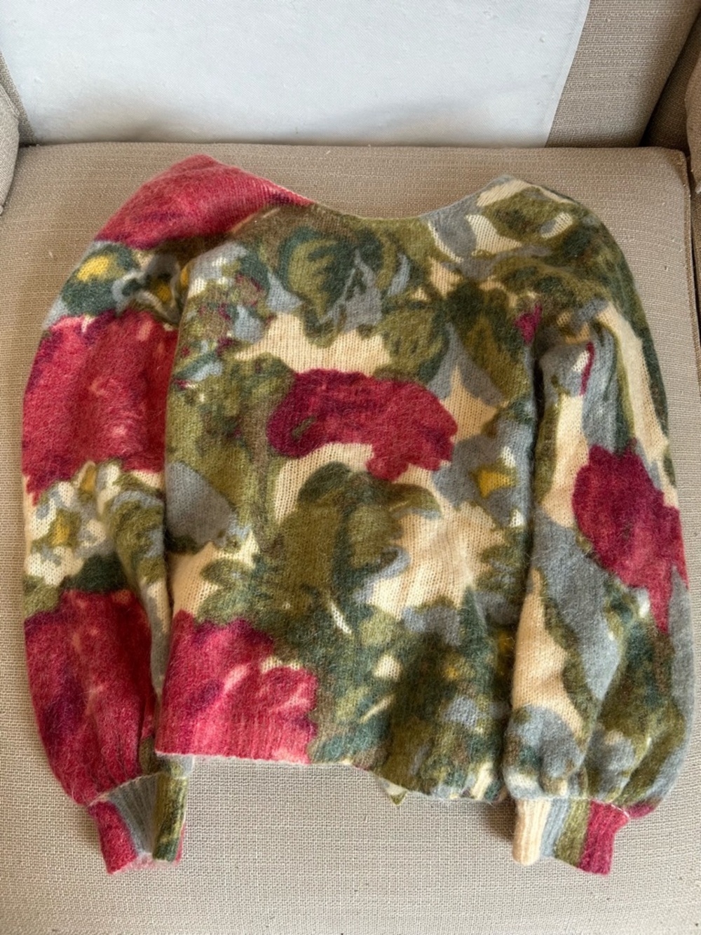 ✨ SALE✨ Sezane Alban Jumper Fleurs Velours Floral Mohair Sweater Knit French Sma - Picture 4 of 8